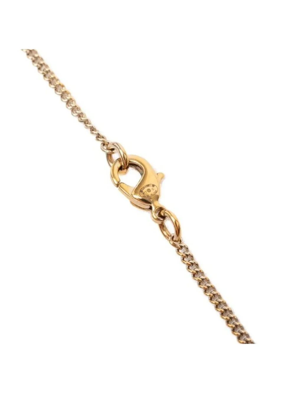 Chanel CC Logo Chain Pendant Gold Plated Rhinestone